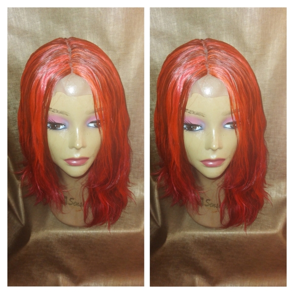 14" 100% human virgin red body wave hair wig - Picture 2 of 8